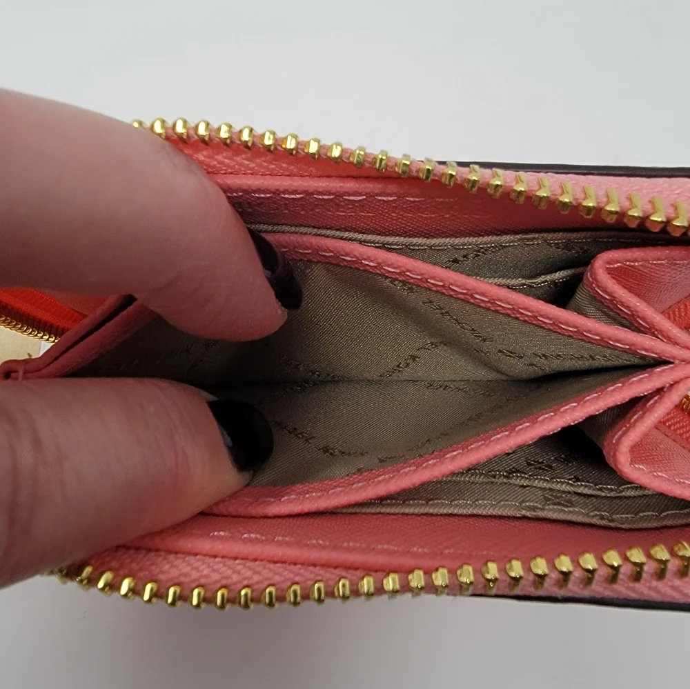 Michael Kors Jet Set Medium Travel Card Case Leather Wallet in Gr…